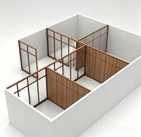 Cloison de bureau démontable reconditionnée (Mur solide + Mur en verre) – Système de cloisonnement de bureau économique et réutilisable en bois