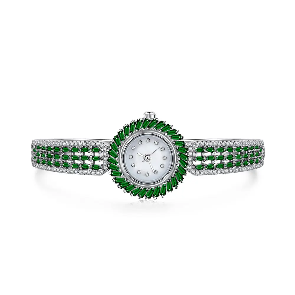 Dylam Fashion Daily Dress green white color band hollow out Quartz Watches High Quality Silver Wrist Watch