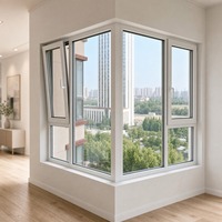 Fenêtre à battant en aluminium avec cadre en alliage d'aluminium thermolaqué, triple vitrage isolant, insonorisée, design minimaliste