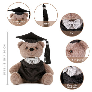 Zaves <span class=keywords><strong>Teddy</strong></span> <span class=keywords><strong>Bear</strong></span> Boneca Casal Soft Plush Decoração Para Casa Crianças Diversão Festa Sentado Vestido Preto Bowtie Mortarboard Presente De Graduação - Product Image 4