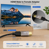 Adaptador HDMI 2.1 Portátil Directo de Fábrica, Conector Extensor HDMI Macho a Hembra de 8K60Hz Chapado en Oro para Laptop, Proyector y Monitor