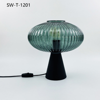 Lampe de table en verre gris fumé ambre, lampe de table LED moderne pour hôtel, salon, chambre à coucher