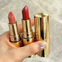 Rouges à lèvres mats longue tenue aux couleurs OEM avec emballage en tube doré, tube vegan, imperméable, marque privée, rouge à lèvres crème non collant