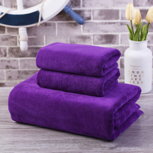 Juego de Toallas de Baño 80x180 40x80 35x75 Cm Suaves y Absorbentes Color Violeta Morado para Hotel y Spa - Product Image 1