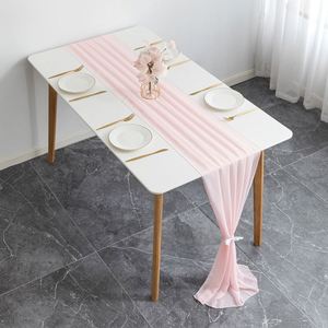 Chemin de table décoratif pour la maison, thème romantique doux, 305 x 72 cm, pour mariage, fête, style européen, rouge, en mousseline de polyester, design épuré - Product Image 3