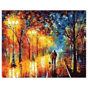 Figura personalizada de personas y paisajes, pintura de sombra trasera por números, Kits de amor romántico, imagen de concepción artística