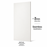 Dalle de pierre frittée Moonshine White de 3 mm, légère, mate, unie, pour la décoration intérieure des murs, projets résidentiels et commerciaux