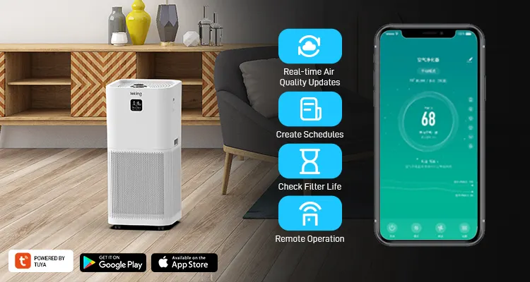 Factory wholesale smart air purifier with tuya wifi commercial portable air cleaner