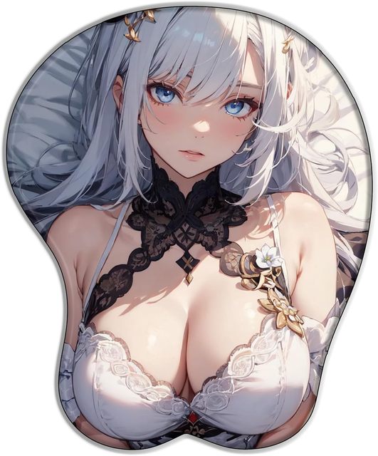 Genshin Impact Shenhe 3D Anime Mouse Mat Wrist Rest Girl Large Chest Mouse Pad Silicone Cartoon Breast Mouse Pad