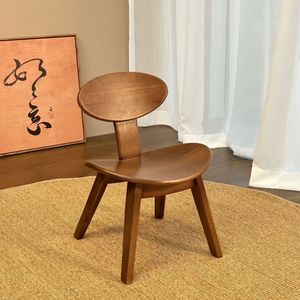 Tabouret en bois massif couleur noyer, chaise moderne minimaliste pour enfants avec dossier, pour usage domestique - Product Image 1