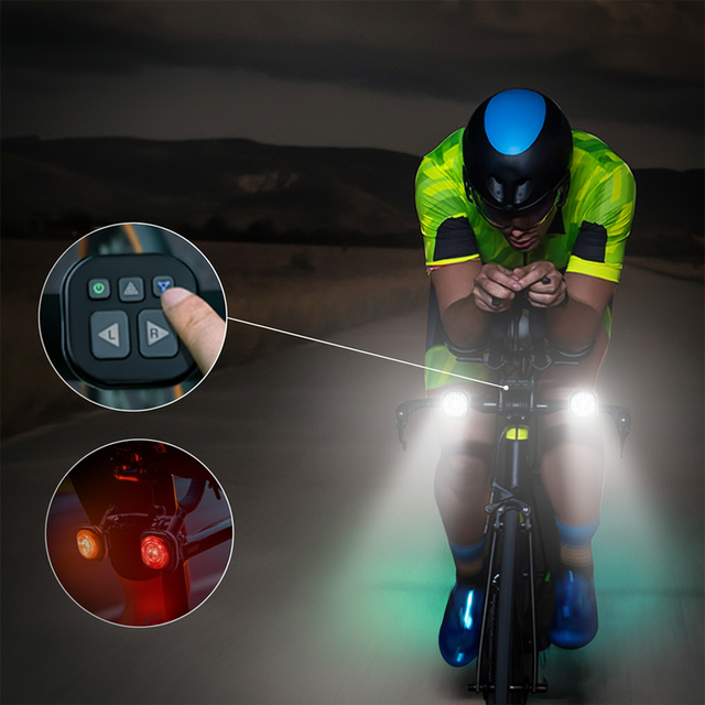 Smart Bicycle LED Rear Lights Set Front and Back Signals with Rechargeable Battery for Night Riding Bicycle Light