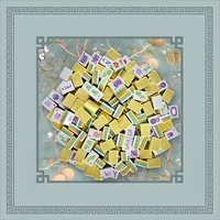 1-1/4" 4-Layer Engraved American Mahjong, 160-Tile Lemon Chiffon Azure Aviary Mat