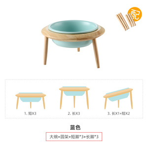 Tempat Makan Hewan Peliharaan Kucing Anjing Berkualitas Tinggi, Keramik Warna-warni dengan Dudukan Kayu Bambu - Product Image 3