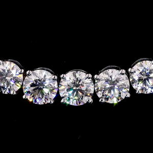 14K Gold Lab Grown Diamond Round Cut Tennis <b>Necklace</b> for Women - Product Image 5