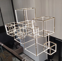 ECOJAS Personnalisable Moderne Hôtel Lobby Villa Escalier Carré Luxe Grand Projet Led Lustre