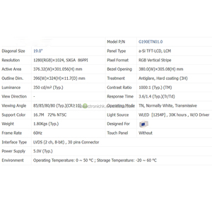 New Original 19 Inch 1280*1024 SXGA Industrial TFT LCD <b>Module</b> For Industrial <b>Control</b> Computer HMI CNC Display G190ETN01.0 - Product Image 5