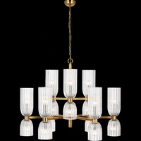 Lustre de restaurant de luxe léger américain, lustre minimaliste en cristal rond pour salon