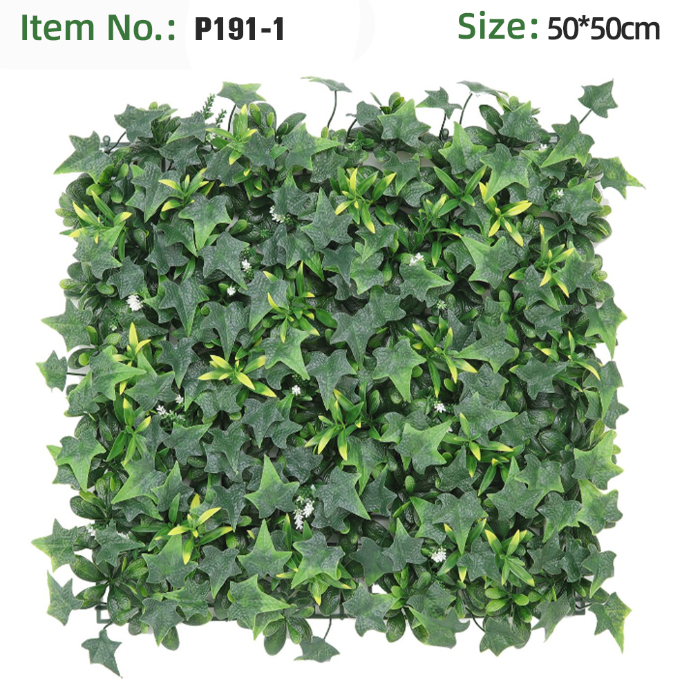 Ivy Yellow Tip Small White Flower Grass Wall Panel