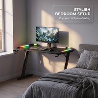 Bureau de jeu moderne extensible AOR avec éclairage LED Armor, kit de guidage de lumière en acrylique et acier inoxydable, qualité commerciale, modèle LS-C9 OEM