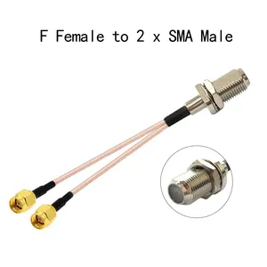 <span class=keywords><strong>Cable</strong></span> Divisor Tipo <span class=keywords><strong>Y</strong></span> de Conector Hembra F a 2 Conectores Macho SMA, <span class=keywords><strong>Cable</strong></span> Pigtail RG316 de 15 cm (6 Pulgadas) para Router <span class=keywords><strong>Wifi</strong></span> - Product Image 2