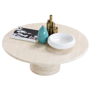 Tamaño personalizado de lujo moderno de lujo de mármol natural Mesa columna <span class=keywords><strong>Centro</strong></span> de base redonda <span class=keywords><strong>cafe</strong></span> mesas romano beige travertino mesa de café - Product Image 2