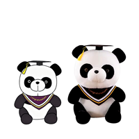Peluche de Panda con Gorro de Graduación Realista, Súper Suave, Relleno de Algodón PP, Logotipo Personalizable, para Aliviar el Estrés de la Graduación