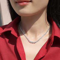 Collier personnalisé en moissanite, luxueux, en argent sterling 925, chaîne tennis à maillons en moissanite à taille variable