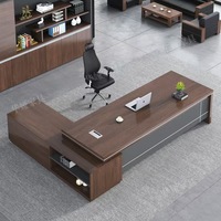 Bureau d'angle modulaire de luxe moderne pour dirigeants, mobilier de bureau en forme de L, table de patron murale en panneau de bois pour villas