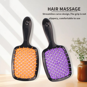 Multicolor Customized logo Hair <strong>Brush</strong> Hollowed Out Scalp Massage Comb Hair <strong>Brush</strong> ABS <strong>Detangling</strong> Vent Shower Hair <strong>Brush</strong> - Product Image 5