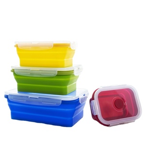 High-end Technology Manufacturing Collapsible Rectangle Silicone Food Box Bento Lunch Box