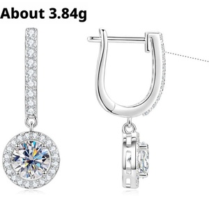 Pendientes de Moda al por Mayor, Ecológicos, de Cobre, Chapados en Oro de 14k, con Incrustaciones de Moissanita Redonda de 1CT VVS GRA, para Mujer - Product Image 6