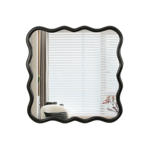Solid Wood Wavy <b>Square</b> <b>Mirror</b> Black 36 x 36 Modern Wall Decor for Bathroom Bedroom Living Room Dining Room - Product Image 6