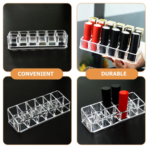 Wholesale 12 Slot Lipstick <b>Storage</b> Box Sturdy Organizer Lip Gloss Brushes Eyebrow Pencils Cosmetic Holder <b>Makeup</b> Display Home - Product Image 4
