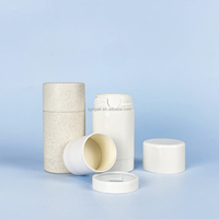 Conteneur de déodorant vide en papier kraft biodégradable PCR ABS de 45 ml, avec barillet intérieur en papier kraft, rechargeable, à visser, écologique