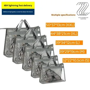 Sac de rangement <span class=keywords><strong>suspendu</strong></span> en PVC transparent, pliable et anti-poussière, pour articles divers, avec design moderne - Product Image 2