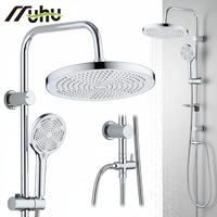 Colonne de douche murale en acier inoxydable 304 avec pommeau de douche pluie chromé à économie d'eau et mitigeurs de douche réglables