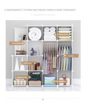 Armoire modulaire en plastique JAYA DIY, armoire de rangement portable pour vêtements de chambre à coucher avec double tringle de suspension, organisateur en cubes, vente en gros