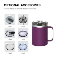 Botol Air Terisolasi Bebas BPA dengan Tutup Anti Debu Pegangan Ergonomis Berbagai Pilihan Tutup Mug Kopi Tahan Lama Ide Hadiah Sempurna