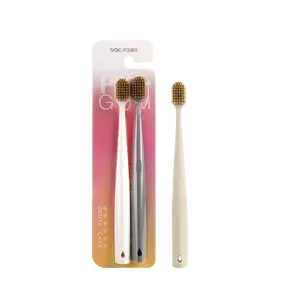 Paquete de 2 piezas de cepillo de dientes para adultos de color sólido personalizado Oem cepillo de dientes para adultos de cabeza ancha