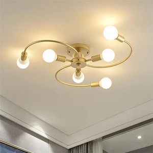 Nhà Máy Hiện Đại Bắc Âu Vàng Thủy Tinh Bóng Đèn LED Trần Đèn Sắt Trần Ánh Sáng Cho Phòng Ngủ Phòng Khách Trang Chủ Trang Trí - Product Image 4