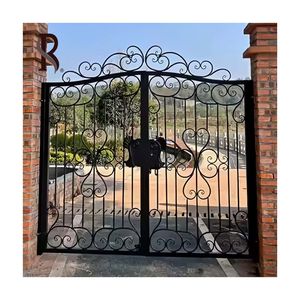 Rising Custom Windproof Modern Metal Grill Diseño de doble puerta Puerta delantera esmaltada Precio forjado de hierro con precio de fábrica - Product Image 6