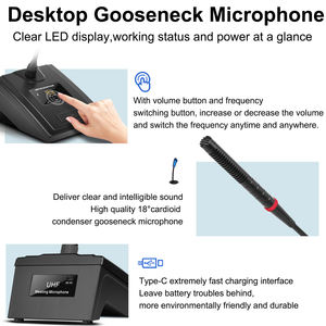 ไมโครโฟนไร้สาย UHF QU7 ราคาโรงงาน ไมโครโฟนคอนเดนเซอร์แบบคอห่าน สำหรับการประชุม การสอน และการพูด - Product Image 4