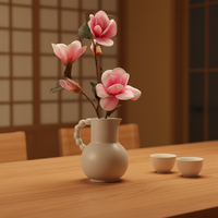 Fleur de magnolia artificielle réaliste avec pot en céramique pour la décoration de maison et de mariage pour les restaurants, la Saint-Valentin, la décoration intérieure