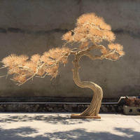 Sculpture d'arbre en bois debout, arbre artificiel en pin bonsaï pour la décoration de la maison, de l'hôtel et du restaurant