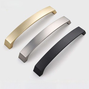 Modern Curved Brushed Aluminum Cabinet Handles Minimalist Drawer Pulls for Kitchen Cabinets Wardrobes Closets - Product Image 1