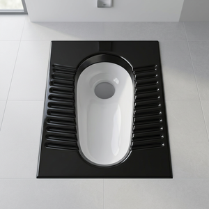 Inodoro de cerámica de grado indio, negro bicolor, moderno, tipo squat, sanitario asequible, WC de cerámica blanca, inodoro árabe tipo squat - Product Image 2