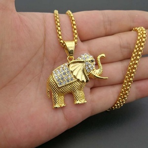 Most Selling Diamond Necklace Stainless Steel Jewelry Animal <b>Elephant</b> Custom Pendant - Product Image 1