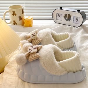 Evergreen Open Toe Half-<b>Slipper</b> for Women's Autumn/Winter <b>Thick</b>-<b>Soled</b> Double-Layer Wool Cotton Anti-Slippery <b>Slippers</b> - Product Image 5