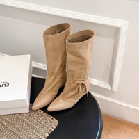Bottes hautes rétro à bout pointu pour femmes, style élégant à talon compensé, bottes à talon haut