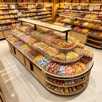 Meuble de présentation multi-niveaux pour snacks, comptoir de présentation en bois grainé pour supermarché, fruits secs, noix et bonbons, étagère alimentaire en bois